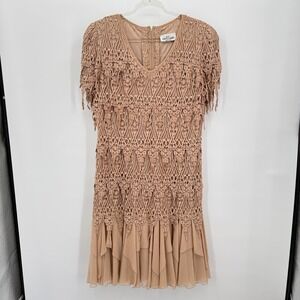 Cattiva New York Crochet Lace‎ Dress Sz M Tiered Ruffle Sheath Cocktail Fairy